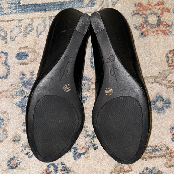 Jessica Simpson Black Wedges with Smooth Leather and Rounded Toe - Picture 7 of 8
